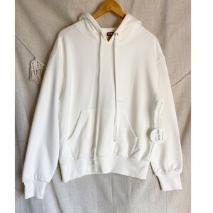 STAUD Ivory Logo Hooded Cotton Sweatshirt Size Small